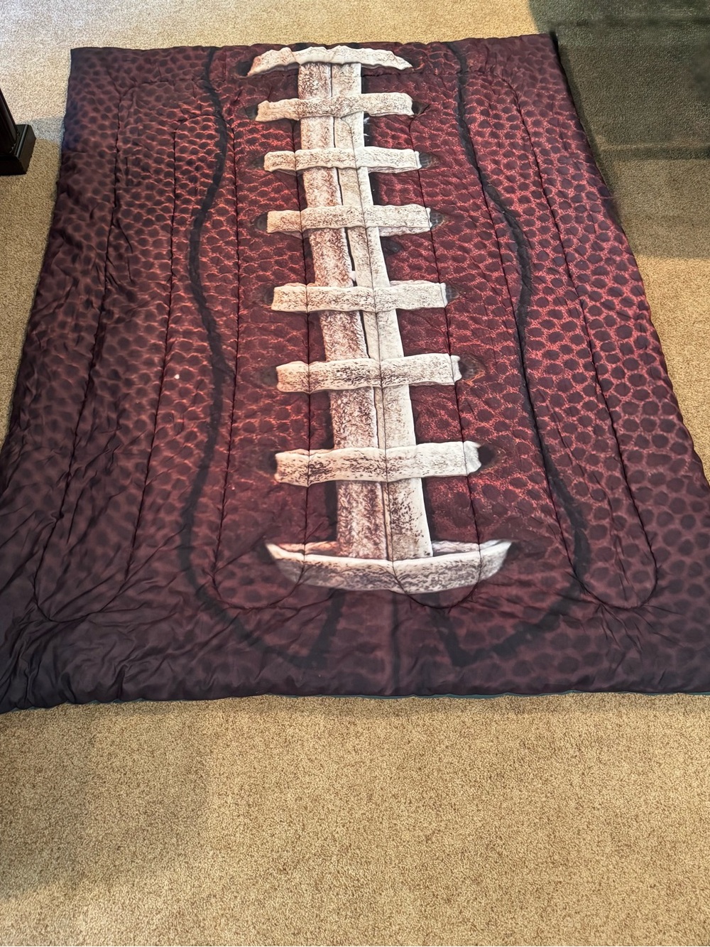 Football Twin Comforter | Brown Football Lace Sports Bedding | Reversible